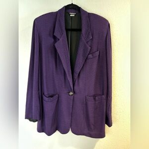 Chad Stevens Vintage Purple and Black Checkered Women's Blazer Size XL